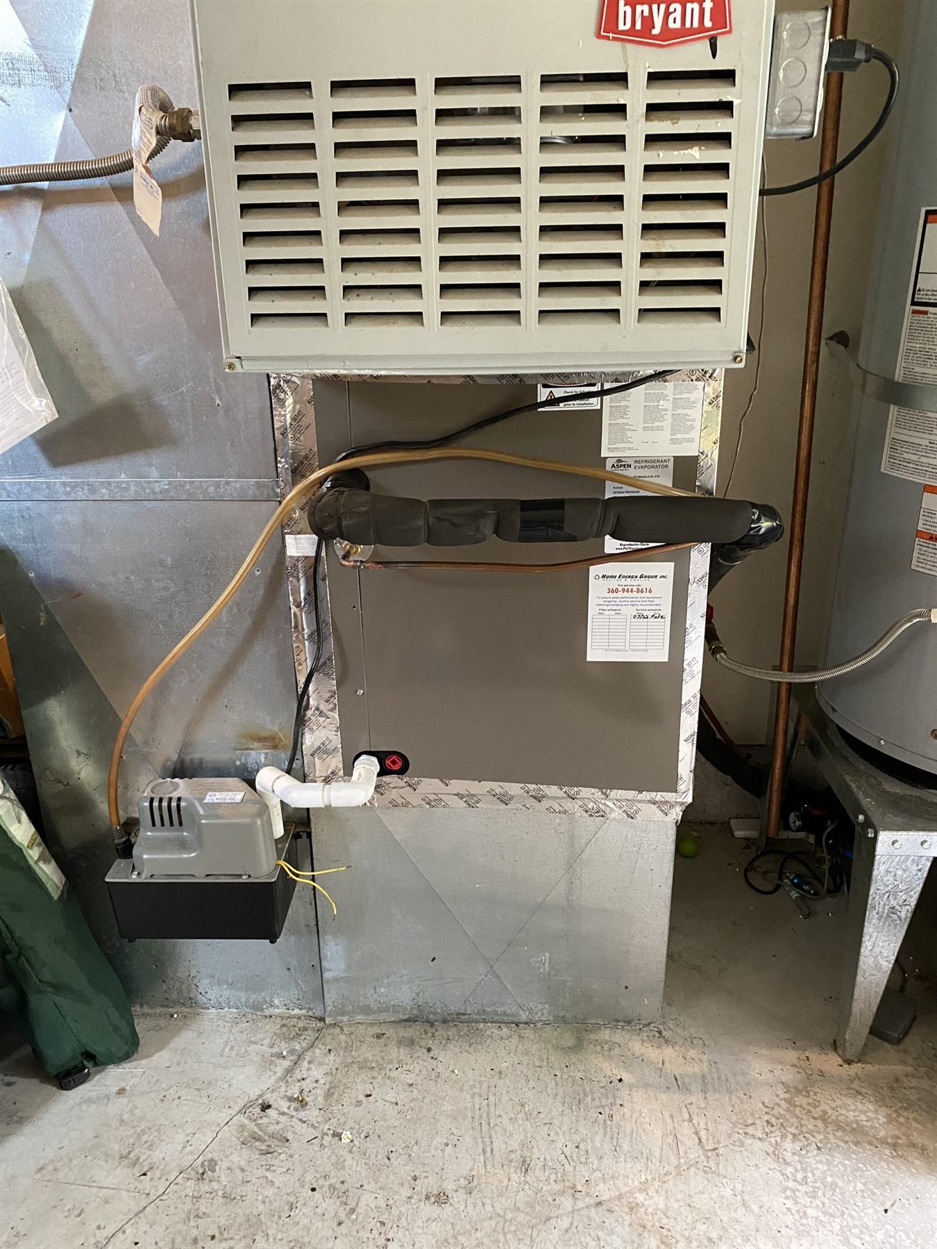 A furnace installed in a utility space
