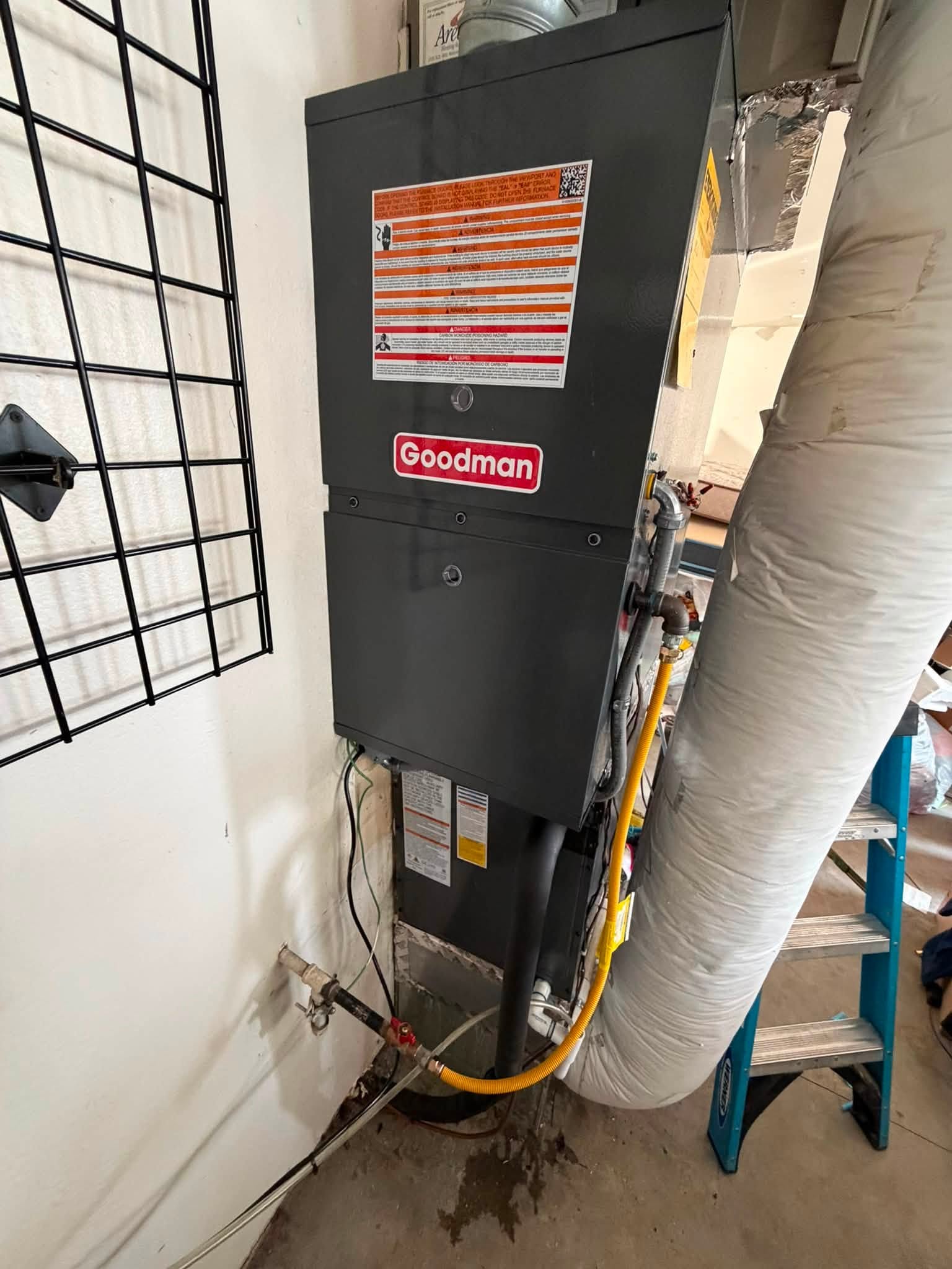 Goodman furnace installation in a home utility space